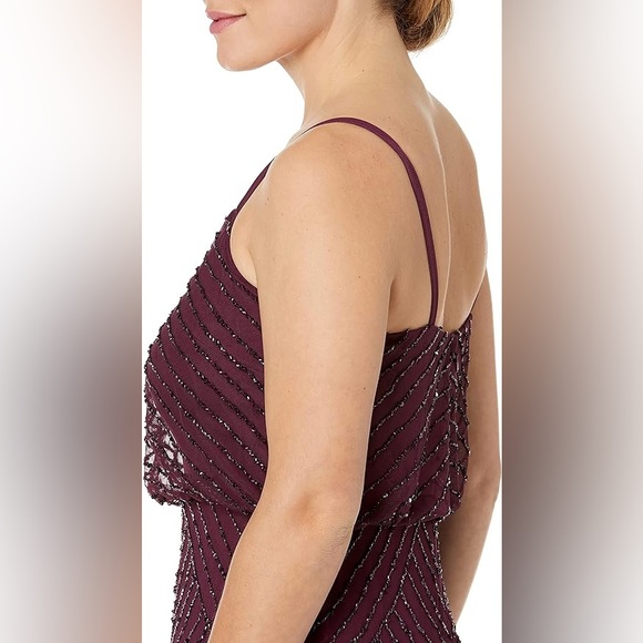 Adrianna Papell Women’s Beaded Blouson Gown in Cassis Purple (hemmed for petite) - Picture 3 of 6